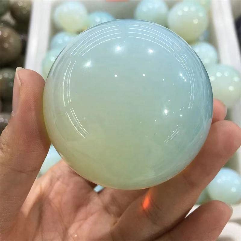 Quartz opale blanche en sphère naturelle, gemme de collection polie de 45mm