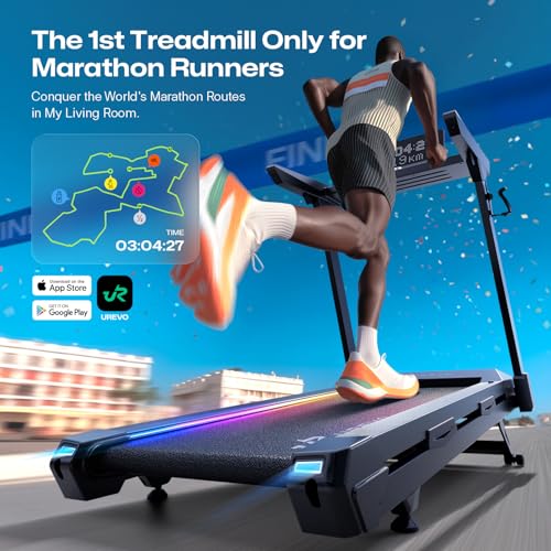 Image of 1st Smart Home Treadmill for Marathoner with Smart Calf Massager, UREVO Quiet Treadmills for Home with Dual Brushless 4.0 HP Motorized, 12.5 MPH Foldable Treadmill, 400 LBS Capacity