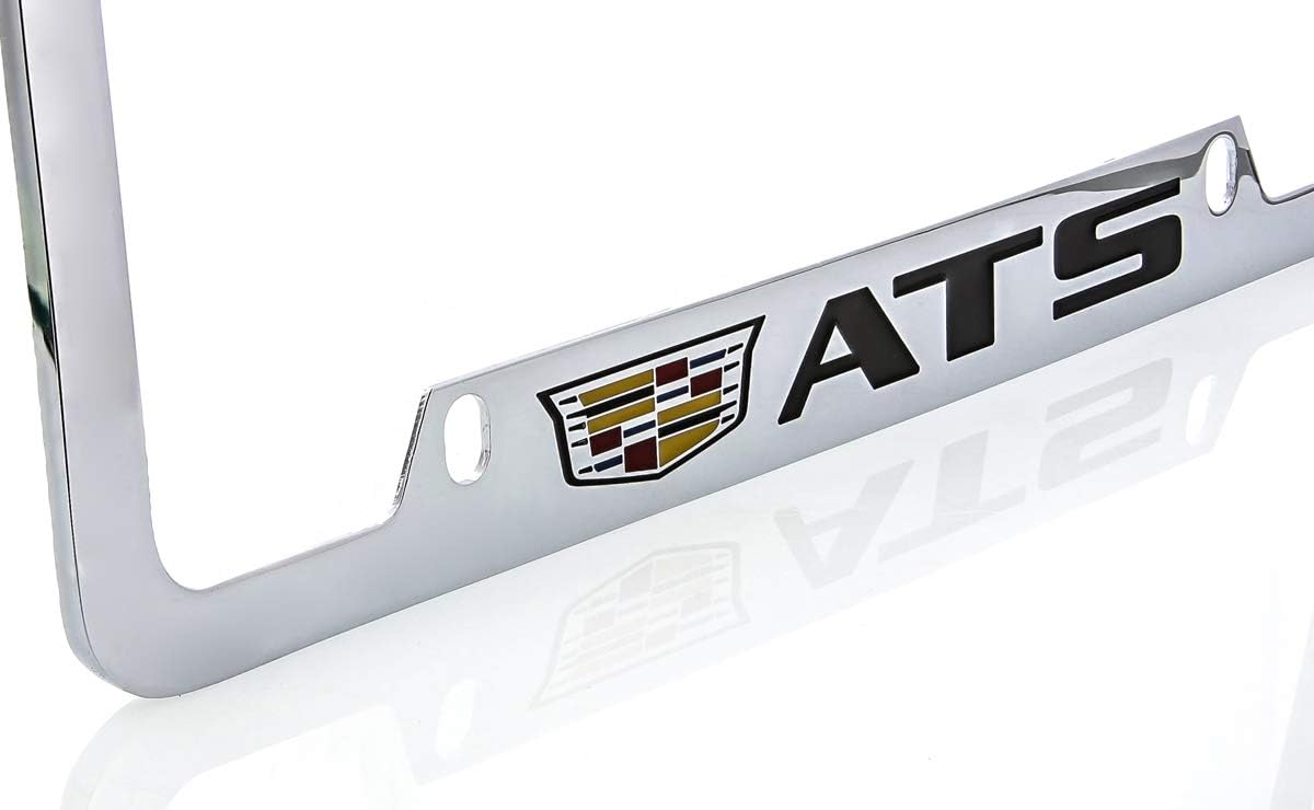 Cadillac ATS Brass License Plate Frame with Chrome Finish (4 Hole)