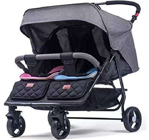 Shopurb Twin Baby Stroller, Sun Umbrella and Storage Box Push Chair Light Folding Shock Absorber Can Sit Reclining Second Child Baby Double Stroller-image-47