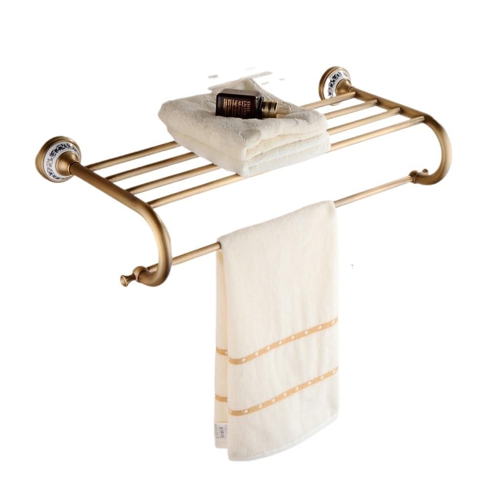 HAOXUELI Brass Antique Bathroom Hardware Towel Bar Hook Paper Soap Holder Bath Shelf Set(Towel Rack)
