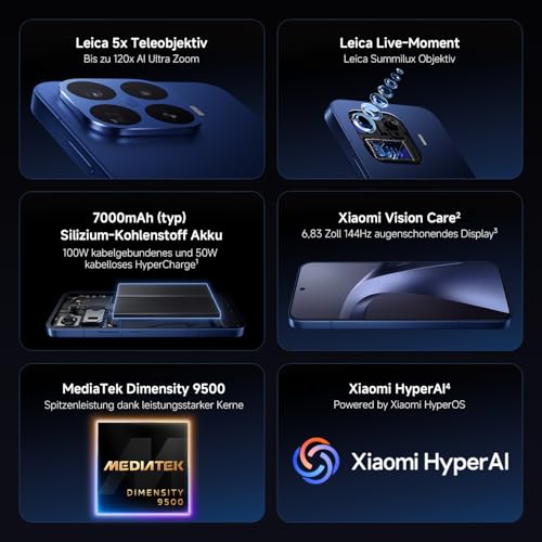 XIAOMI 17T Pro Smartphone 12+512GB, 7000mAh, Leica 5X Telekamera, Deep Blue