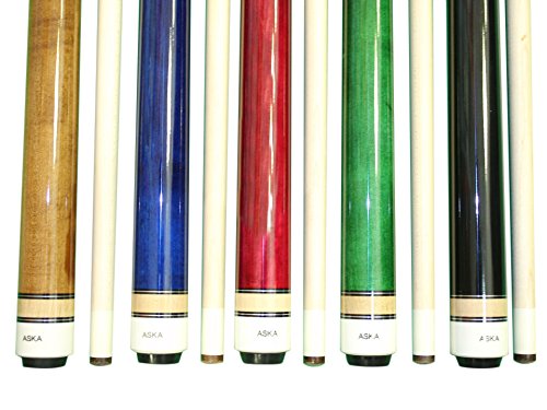 Aska Set Of Wrapless 2-Piece Billiard Pool Cue Sticks L3, 58" Hard Rock Canadian Maple, 13Mm Hard Le Pro Tip, Mixed Weights And Colors (Set Of 5 Sticks) #TOP3