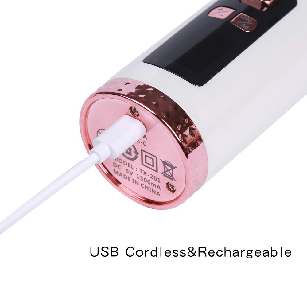 Automatyczna lokówka do włosów ceramiczna przenośna bezprzewodowa lokówka do włosów z wyświetlaczem temperatury LCD i timerem, lokówka podróżna do ładowania USB