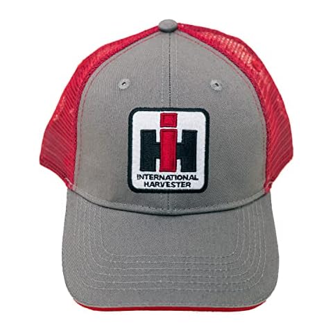 540Brands International Harvester Officially Licensed Youth Red and Grey Two-Tone Trucker Cap, HI Logo Patch Kid's Baseball Hat Cover
