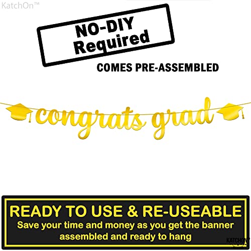Image of KatchOn, Shiny Congrats Grad Banner - 10 Feet, No DIY | Graduation Banner for Congratulations Graduate 2026 | Gold Graduation Decorations | Congratulations Banner, Graduation Party Decorations 2026