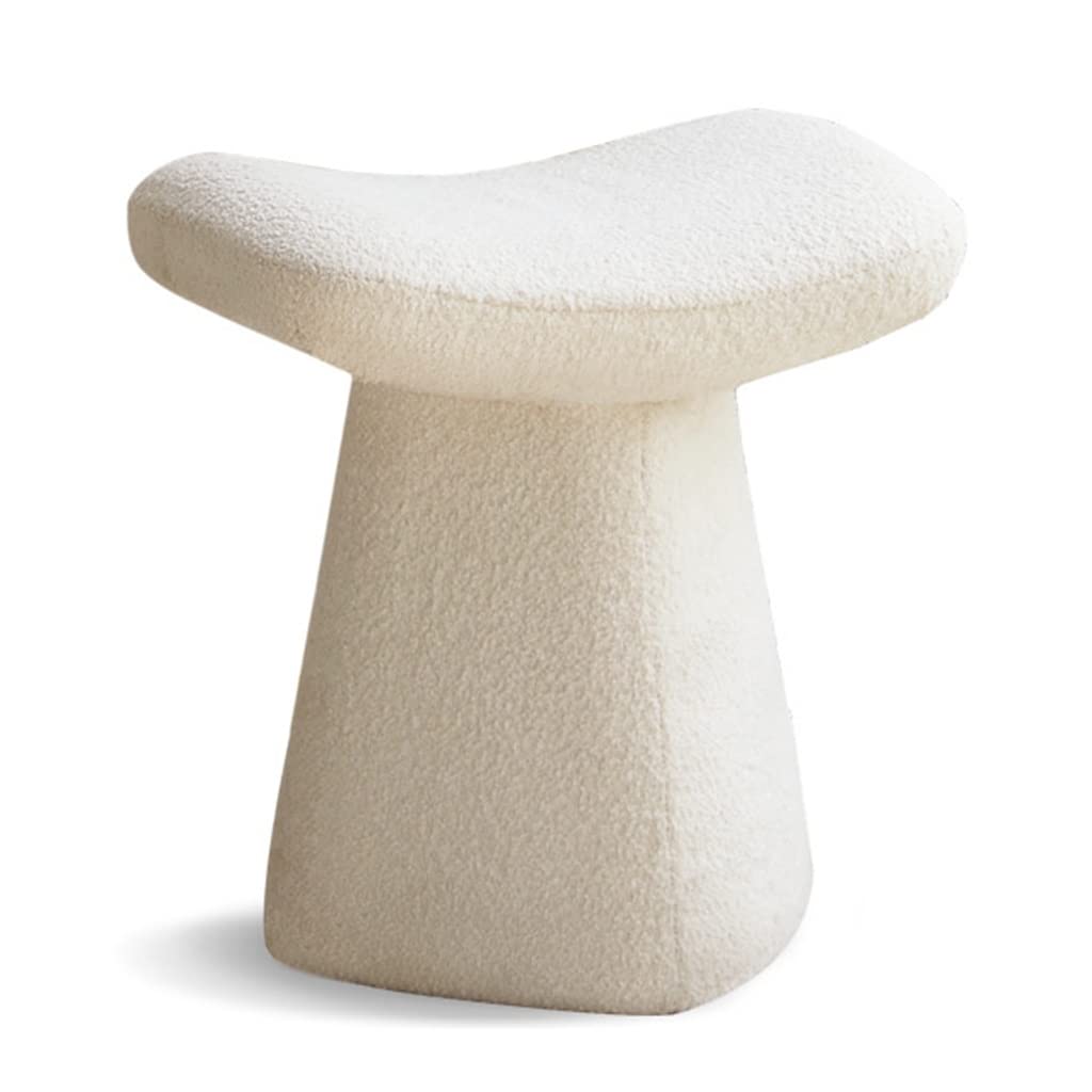 Halbmond-Make-up-Hocker aus Massivholz, kreativer einfacher Stuhl für Schlafzimmer, Pelzakzent-Sitz, modernes Design, perfekt für Make-up und Ankleidebereiche