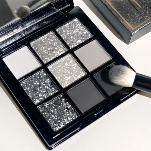 Paleta de Sombras de Ojos 9 Colores Mate Brillante Satinado Alta Pigmentación Resistente al Agua, Larga Duración Mini Paleta Portátil para Mujer Principiantes Viajes Regalo Halloween