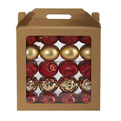 Décoration de Sapin de Noël Lot de 40 Boules 80 mm Incassables en Boîte