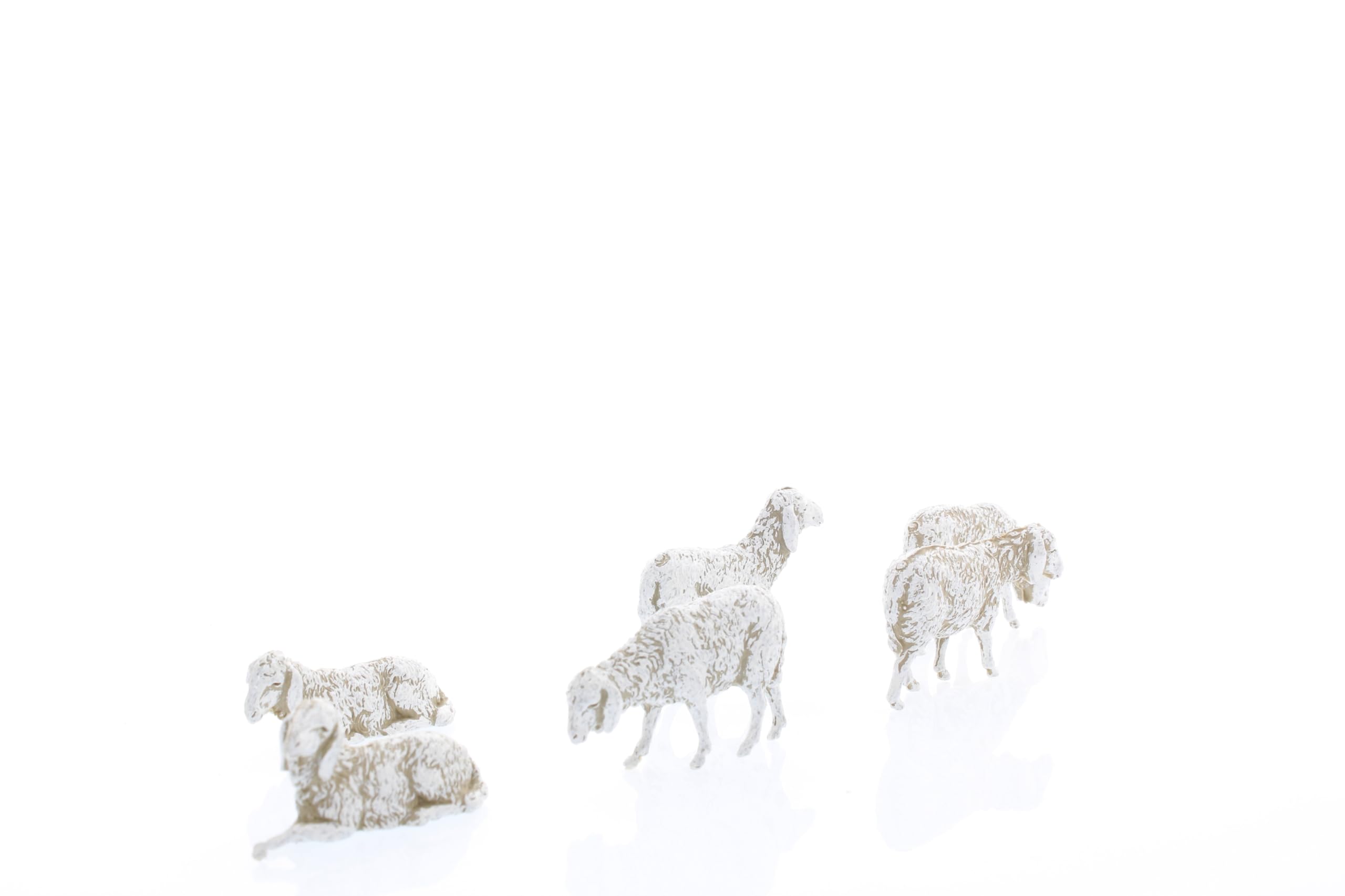 Moranduzzo 6 Ovejas Variadas H. máx 2,7 cm para Belén de 8 cm Escala 1:22 – Standard 8 – Figuras Irrompibles, Pintadas a Mano, Producto Oficial, Escultor M. Landi