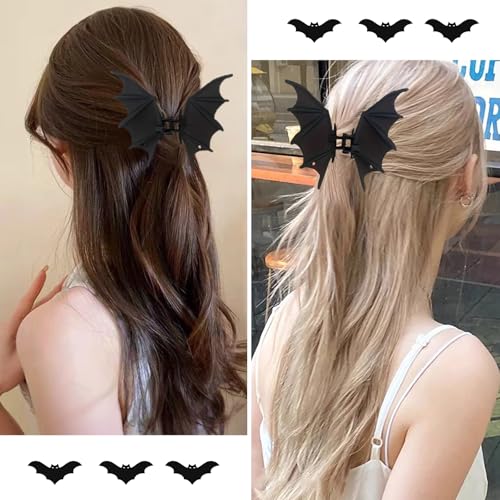 Pinzas de pelo Halloween negras metálicas 2 piezas miniatura 4