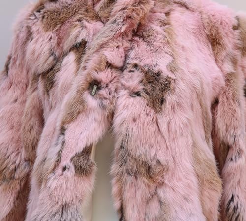 Women's Genuine Rabbit Fur Coat Warm Winter Fur Jacket Fuzzy Outware3