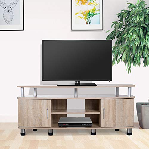 HOMCOM-Mesa-Soporte-de-TV-Mueble-de-Comedor-Salon-Moderno-Armario-2-Puertas-2-Estantes-120x395x52cm-Madera-Color-Roble