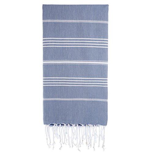 Cacala 100% Cotton Pestemal Turkish Bath Towel, 37 x 70, Grey Blue, 37