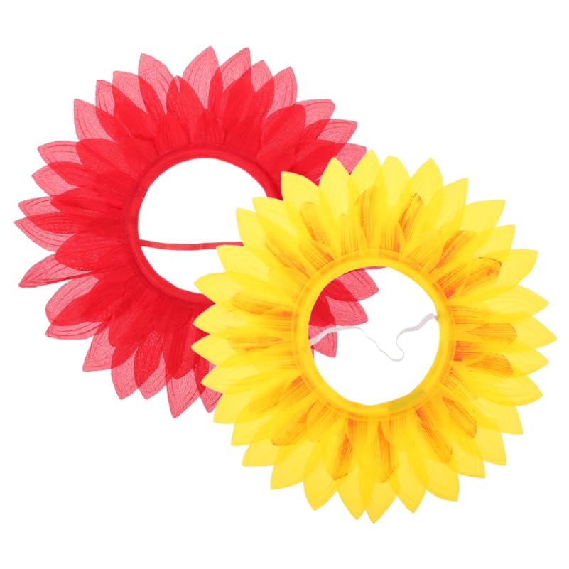 Abaodam 2pcs Sunflower Headgear Costume Fun Sunflower Headgear Yellow Flower Funny Hat Hood Cosplay Favor for Dance Party Game Festival Halloween