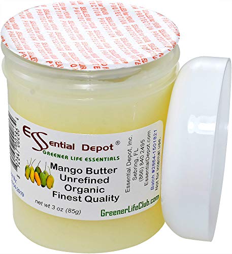 Mango Butter - 3 oz net wt - No Additives - No Scent - Organic - Used in Creams, Lotion Bars and Sticks, Lip Balms, Body Butters and many other skin care products