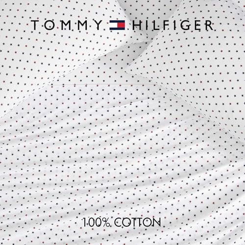 Image of Tommy Hilfiger - Full Size Sheet Set, Crisp & Tailored Cooling Sheets with a Smooth Cotton Percale Lightweight Feel - Bed Sheets with Matching Pillowcases & Fitted Sheet (Daystar)