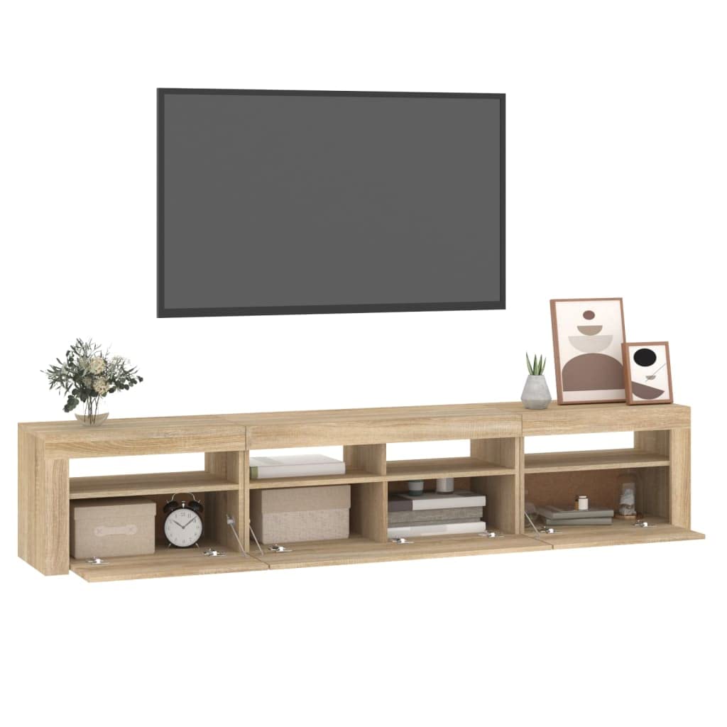 vidaXL Mueble de TV con Luces LED Roble Sonoma 210x35x40 cm