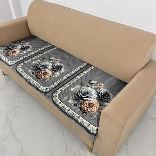 Image of Homerz 'Brooklyn Series' Premium Sofa Cover | Quilted Floral Design | Non-Slip Washable Sofa Protector | Soft Anti Slip Fabric (Grey, 5 (3+2) Seater, Only Seat Cover)