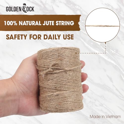 image for GOLDEN COCK 2mm - 164FT Natural Jute Twine Rope String - for Crafts Ga
