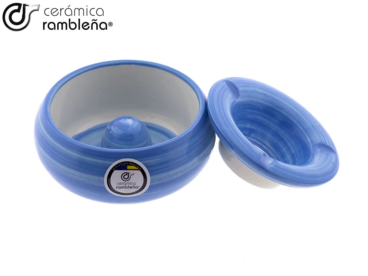 CERAMICA RAMBLEÑA | gliniana popielniczka | Oryginalna popielniczka | Przenośna popielniczka | Restauracje popielniczka | Popielniczka wodna Model 02 | 100% ręcznie robiona dekoracja | 12.5x12.5x7 cm