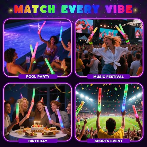 LovesTown 20PCS LED Foam Sticks, Halloween Glow Sticks Bulk Party Favors with 3Modes Flashing, Glow in The Dark Party Supplies for Halloween, Spooky Celebrations, Wedding, Camping, Birthday, Carnival - Image 5