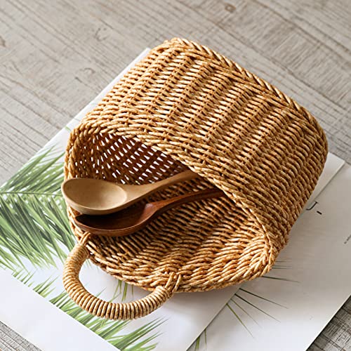 Ochine 1 Pack Hanging Basket Woven Wall Baskets Hanging Storage Basket Woven Shelf Basket Storage Bin Plant Basket Small Woven Storage Basket With Handle Decorative Basket For Home Office Organizing #TOP3