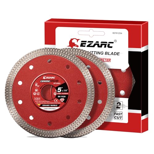 Image of EZARC 125mm Diamond Cutting Discs, 125mm Cutting Wheel for Porcelain, Super Thin Fast Diamond Saw Accessory for Angle Grinder, Granite, Marble, Tiles and Ceramics (2-Pack)