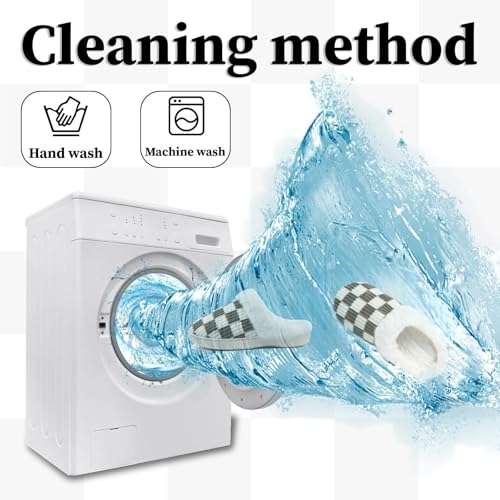 Image of Yueerlu House Slippers for Women Men, Fuzzy Checkered Mens Womens Slippers Warm Memory Foam House Shoes Indoor Outdoor with Faux Fur Lining