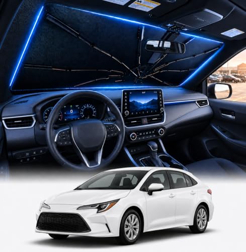 Image of [2026 Upgraded] DooGooCoo Windshield Sun Shade Umbrella for Toyota Corolla 2020-2025 2026 [100% Sunlight Blocked, Cooling Ice Crystal] Sunshade for Car Windshield for Corolla Sun Shade, Custom Fit.