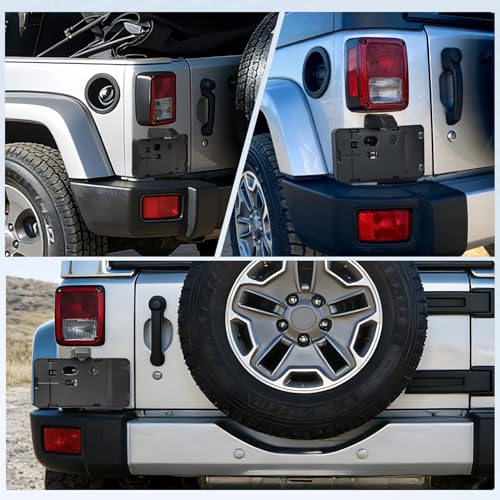 Image of Nilight Rear License Plate Holder with Light for 2007-2018 Jeep Wrangler JK JKU Sahara Rubicon X Sport & Unlimited,Plastic License Plate Mounting Black