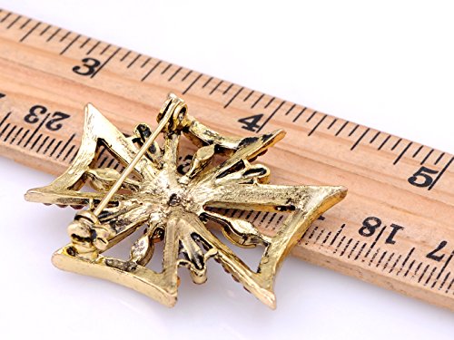 Image of Alilang Fashion Statement Cross Topaz Amber Autumn Ruby Red Collectible Costume Pin Brooch