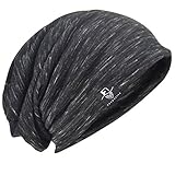 JESSE · RENA Men's Chic Striped Thin Baggy Slouch Summer Beanie Skull Cap Hat (Black)