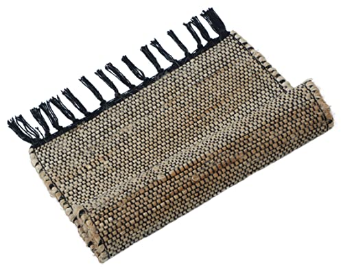 Image of The Home Talk Hand-Made Tablemat - Vintage Mats for Parties, Dining Table, Coasters - Decorative Placemats - 100% Jute Natural Fibers - Pack of 6 (13 x 19 Inches - Black)