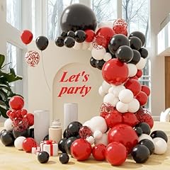 Black White Red Confetti Balloons Arch