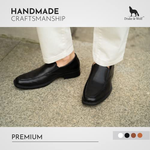 Drake & Wolf Mens Loafers Shoes - Mens Dress Shoes - Classic Manmade Microfiber Leather Loafers For Men Casual Dress Shoes - Comfortable Slip On Dress Shoes For Men - Formal Shoes Black #TOP6