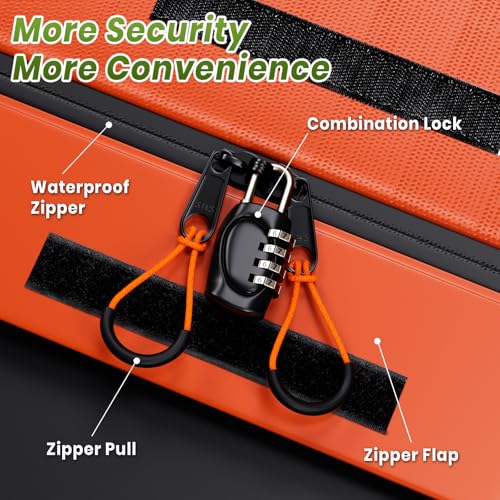 APTY Car Rooftop Cargo Bag Carrier 21 Cubic Feet, Soft Roof Top Luggage Bag for All Vechicles with/Without Racks - with Waterproof Zip, Luggage Lock, Anti-Slip Mat, Door Hooks, Orange