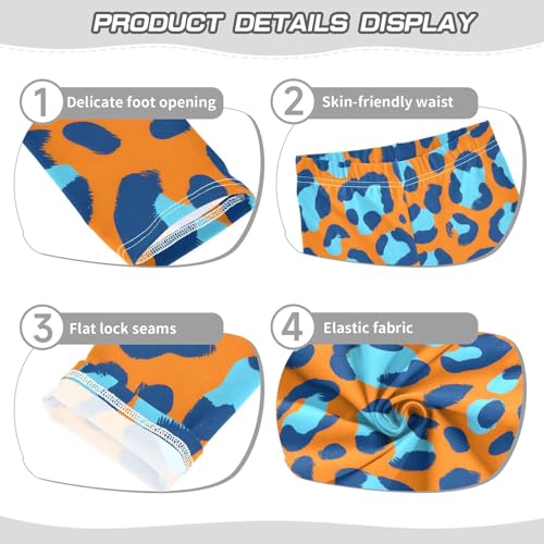 Orange Blue Leopard Girls Leggings Soft Stretch Workout Yoga Dance Pants for Kids Casual Tights3