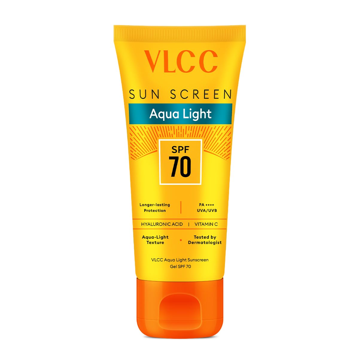 VLCC Aqua Light Sunscreen Gel SPF 70 PA++++ | Ultra-High UV Protection | No White Cast | Non-Greasy, Fast-Absorbing | Hyaluronic Acid & Vitamin C | Sweat & Humidity Resistant - 30g