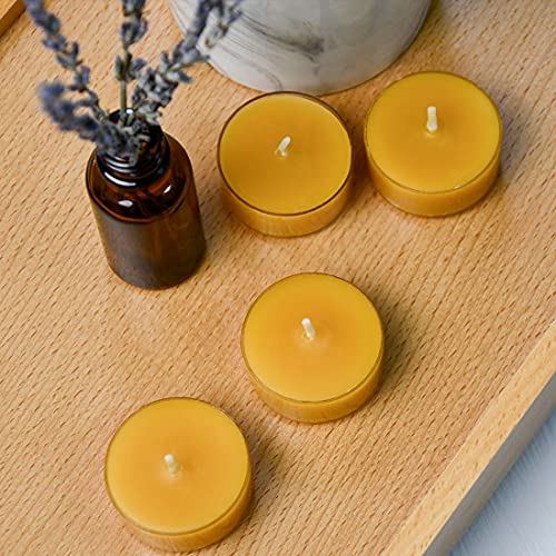 Natural Beeswax Tea Candles, DEYBBY 20 Pack Handmade Beeswax Candles, Clear Cup, Great for Home Decoration - Image 4