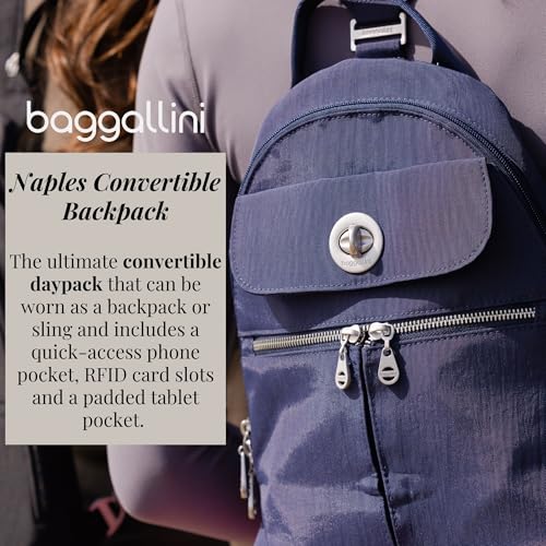 Baggallini Naples Convertible Backpack - Travel Sling Crossbody - 12" Nylon Handbag w/ RFID & Padded Tablet Sleeve - Image 3