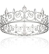 yanstar Royal King Crowns for Men - Silver Prince Crown and Tiaras for Men Birthday Prom Party Ha...