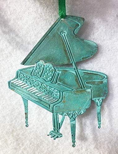 Piano Original Brass Ornament with Patina Finish for Holidays and all Season