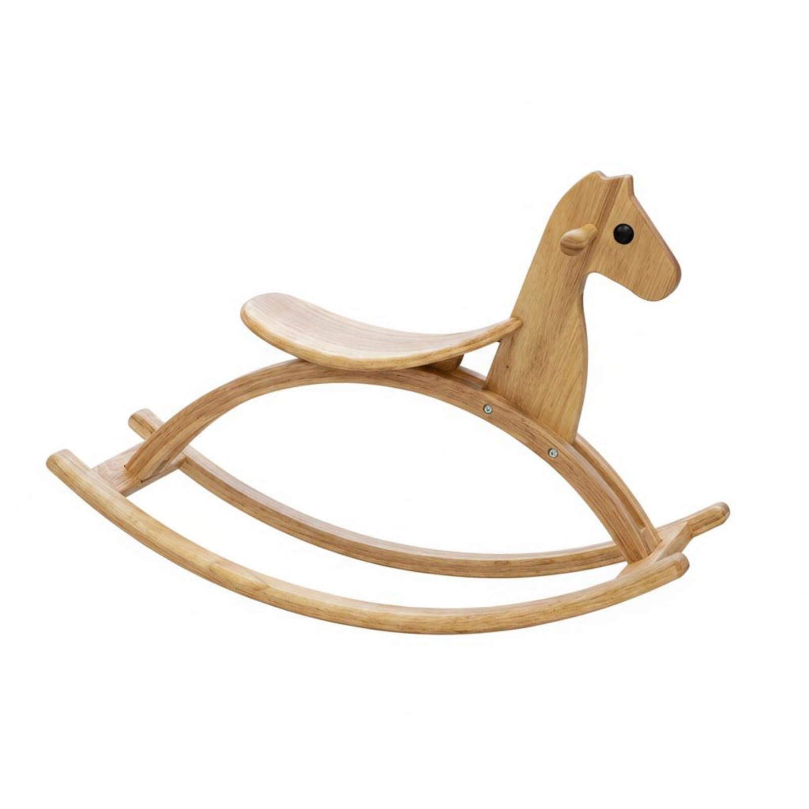 Kinder Pferd Holz Schaukelpferd Spielzeug Schaukel Tier aus Gummibaum mit Sanfter Funktion Und Abgerundeten Kanten für Kleinkinder Spielzimmer Zuhause, Natural Wood