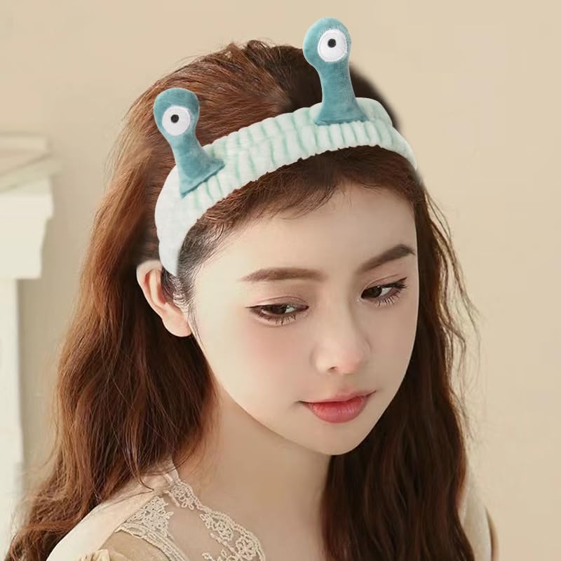 Miniatura 7 de Diadema con diseño de caracol para la cabeza, para maquillaje facial, banda para el cabello con dibujos animados, de forro polar coral, diademas