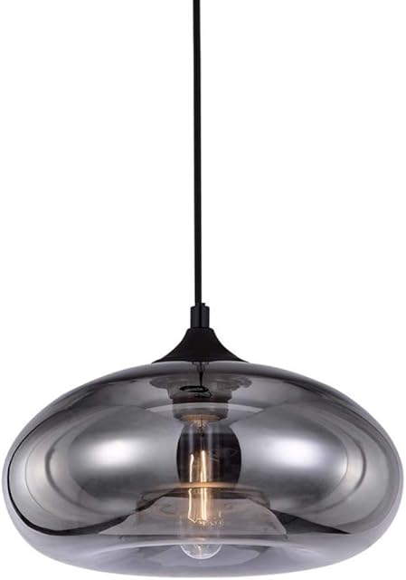 HJXDtech Modern Plating Grey Glass Pendant Light Fitting Industrial Vintage Loft Bar Ceiling Hanging Lamp DIY Chandelier