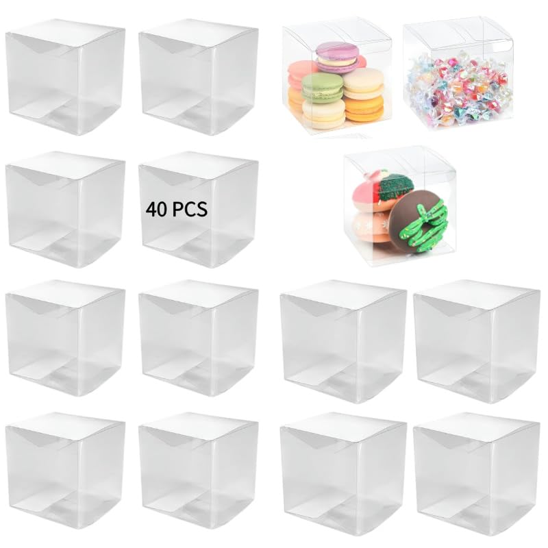40 Scatole Regalo Trasparenti 10x10x10cm - Scatoline PVC Per Bomboniere, Dolci E Piccoli Regali - Foto 2