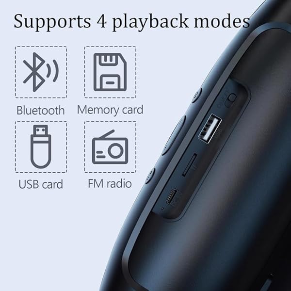 Bluetooth Speakers,Wireless Portable Speaker, Stereo Subwoofer Rod Built-in Mic, FM/TF Card/U Disk, Connect Mobile Phone/computer/TV, True Wireless Stereo Speaker for Indoor&Outdoor A5211(Black) - Image 4