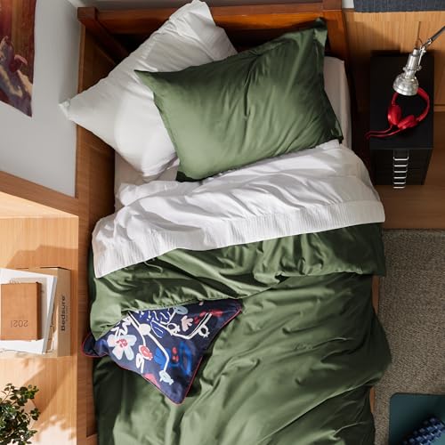 Image of Bedsure Duvet Cover Twin /Twin XL Size - Extra Soft Double Brushed Bedding Set with Zipper Closure, 2 Pieces, Includes 1 Duvet Cover (68 inchx90 inch) & 1 Pillow Sham, Comforter Not Included, Olive Green | For Kids & Adults, 68 inchx90 inch Comforter Cover, Hotel Luxury, All Season, Breathable, Easy Care, Lightweight, Zipper Closure