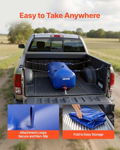 Image of VEVOR Water Storage Bladder 30 Gallon Large Capacity Water Bag, Portable & Collapsible Soft Waters Container, Leakproof & Tear-Resistant PVC Emergency Waters Storage Tank for RV Truck & Outdoor Use